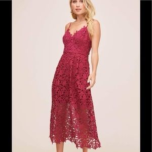 ASTR Lace A-Line Midi Dress Berry M